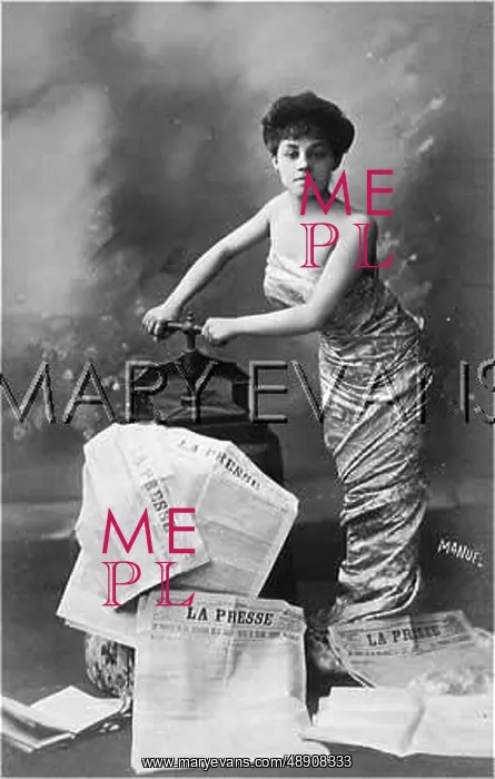  : LA PRESSE. A decorative but determined- looking lady symbolises the French press