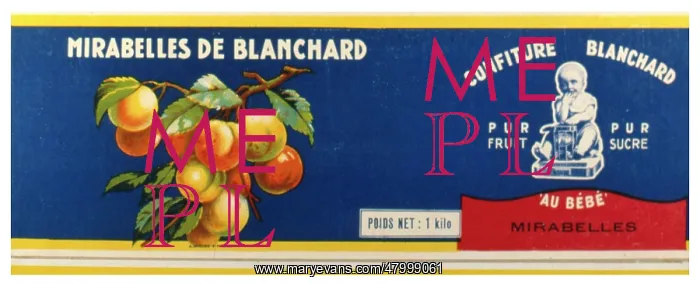 : Label design for Blanchard mirabelle plum jam : Label design for Blanchard mirabelle plum jam