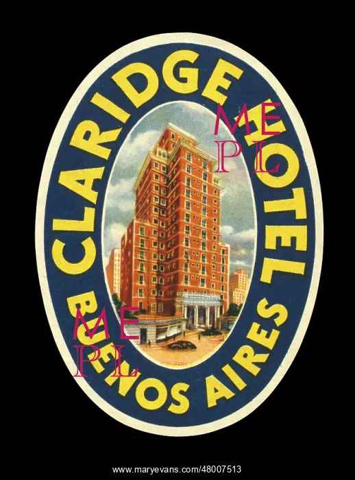 : Label design for Claridge Hotel, Buenos Aires, Argentina : Label design for Claridge Hotel, Buenos Aires, Argentina