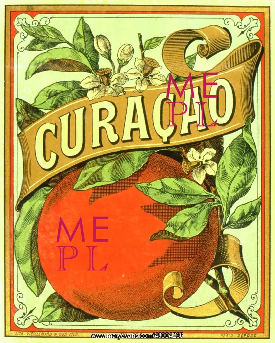  : Label design for Curacao liqueur