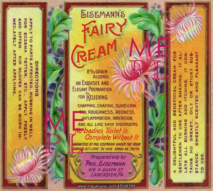 : Label design, Eisemann's Fairy Cream : Label design, Eisemann's Fairy Cream
