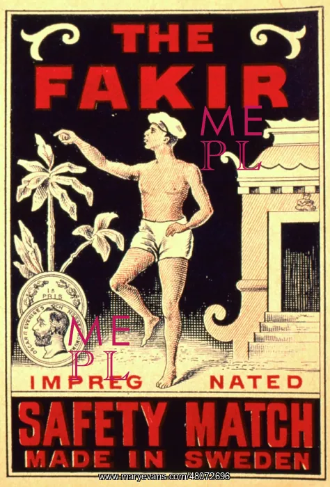 : Label design, The Fakir Safety Matches : Label design, The Fakir Safety Matches