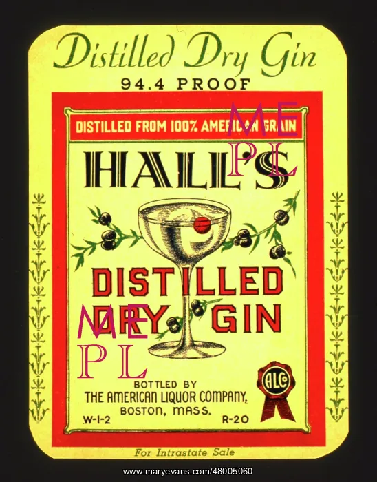 : Label design for Hall's Distilled Dry Gin : Label design for Hall's Distilled Dry Gin