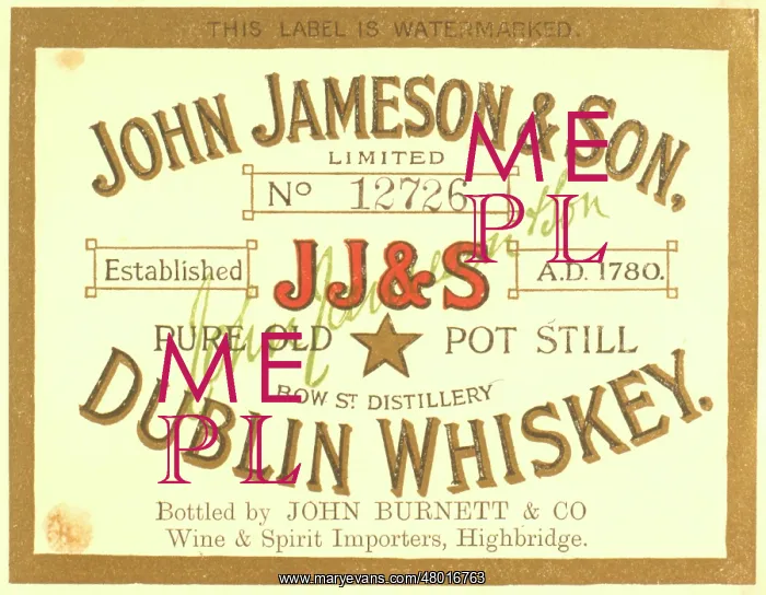: Label design for John Jameson Dublin Whiskey : Label design for John Jameson Dublin Whiskey