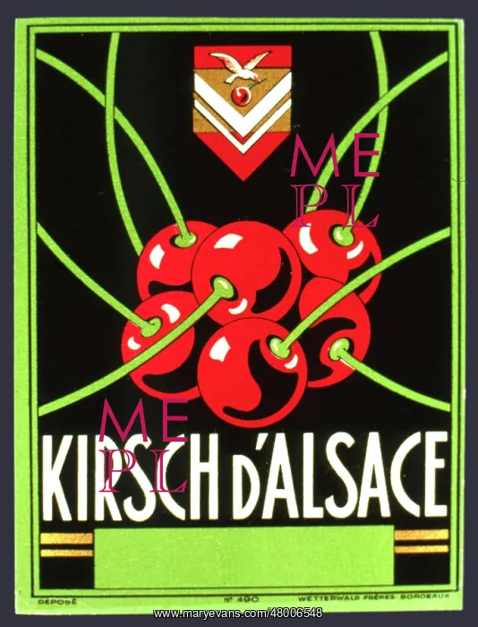 : Label design for Kirsch d'Alsace : Label design for Kirsch d'Alsace