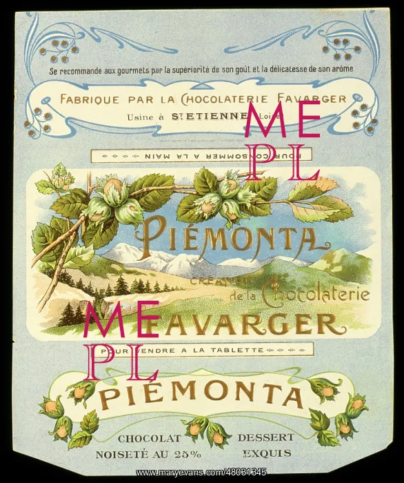 : Label design, Piemonta Favarger nut chocolate : Label design, Piemonta Favarger nut chocolate