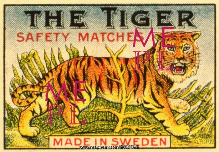 : Label design, The Tiger safety matches : Label design, The Tiger safety matches