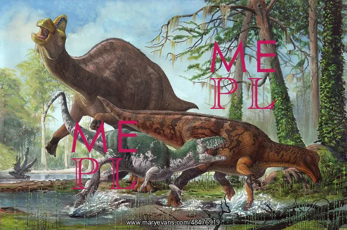 : Labocania attacking a Magnapaulia dinosaur : Labocania attacking a Magnapaulia dinosaur
