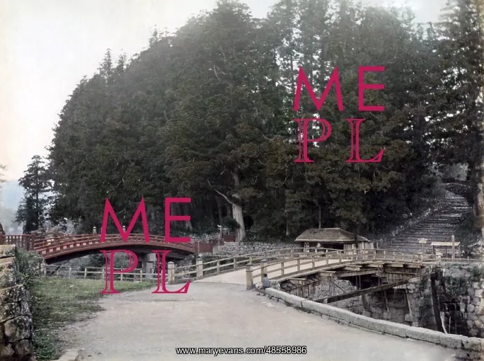 : The lacquer or sacred bridge, near Nikko, Japan, circa 1880s : The lacquer or sacred bridge, near Nikko, Japan, circa 1880s