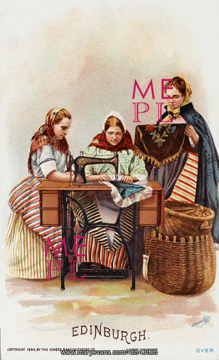 : Ladies from Edinburgh using a Singer Sewing Machine : Ladies from Edinburgh using a Singer Sewing Machine