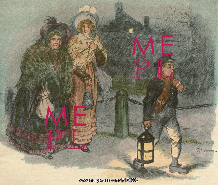 : Ladies Escorted in Dark by Boy with Lantern : Ladies Escorted in Dark by Boy with Lantern
