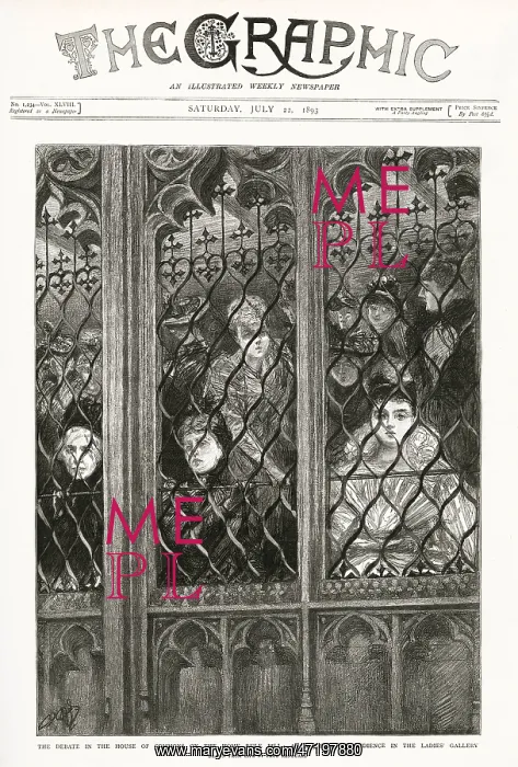 : Ladies in the Gallery in House of Commons 1893 : Ladies in the Gallery in House of Commons 1893