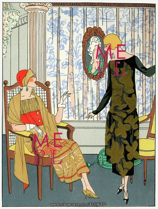 : Two ladies in outfits by Doucet : Two ladies in outfits by Doucet