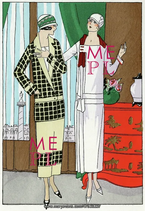 : Two ladies in outfits by Premet : Two ladies in outfits by Premet
