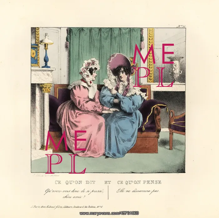 : Two ladies on a sofa in a parlour : Two ladies on a sofa in a parlour