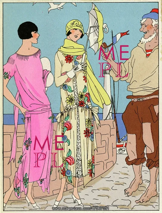 : Two ladies in summer outfits by Bernard : Two ladies in summer outfits by Bernard