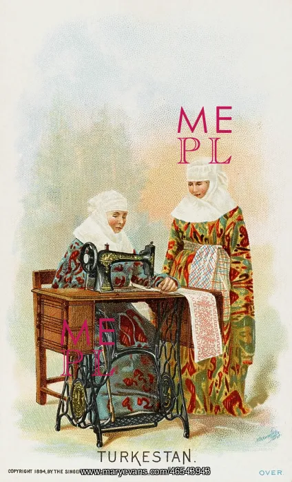 : Ladies from Turkestan using a Singer Sewing Machine : Ladies from Turkestan using a Singer Sewing Machine