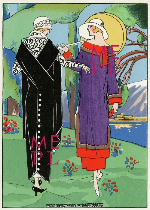 : Two ladies out walking in outfits by Redfern : Two ladies out walking in outfits by Redfern