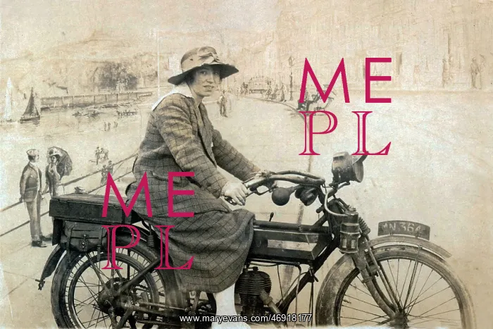 : Lady on a 1914 BSA motorcycle : Lady on a 1914 BSA motorcycle