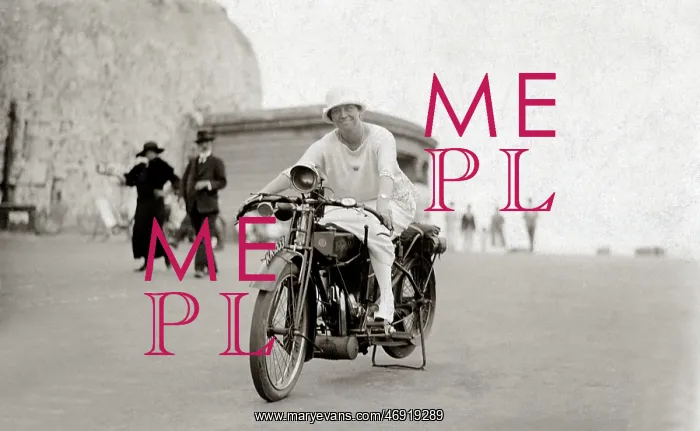 : Lady on 1918 Rudge Multi motorcycle : Lady on 1918 Rudge Multi motorcycle