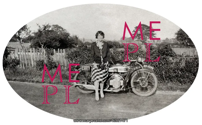 : Lady & 1928 Douglas motorcycle : Lady & 1928 Douglas motorcycle