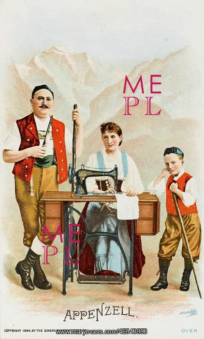 : Lady from Appenzell using a Singer Sewing Machine : Lady from Appenzell using a Singer Sewing Machine