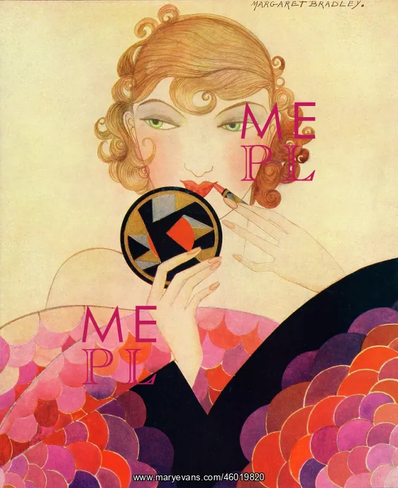 : Lady applying lipstick 1930 : Lady applying lipstick 1930