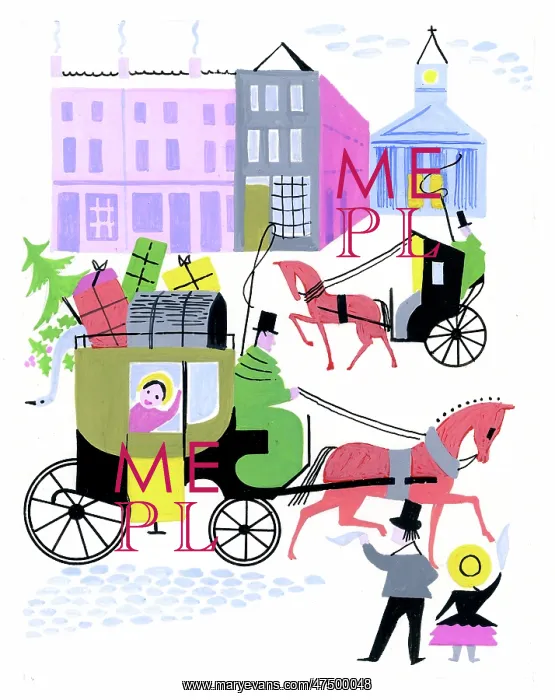 : Lady arriving for Christmas in a carriage : Lady arriving for Christmas in a carriage