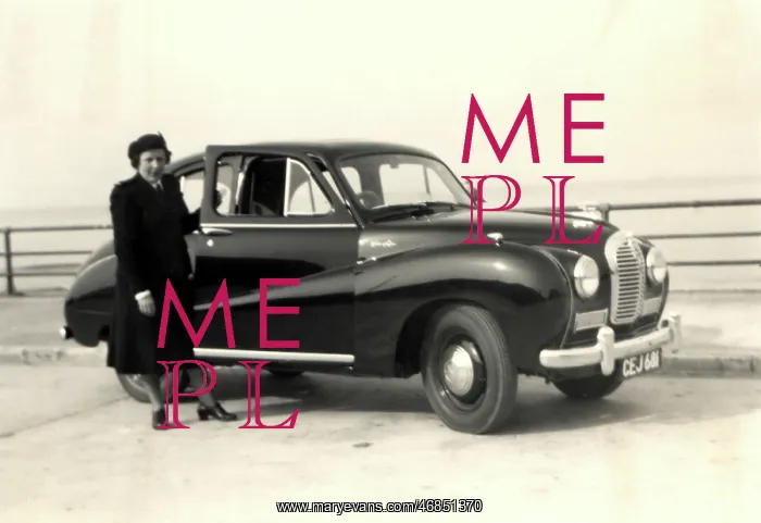 : A lady and an Austin A40 : A lady and an Austin A40