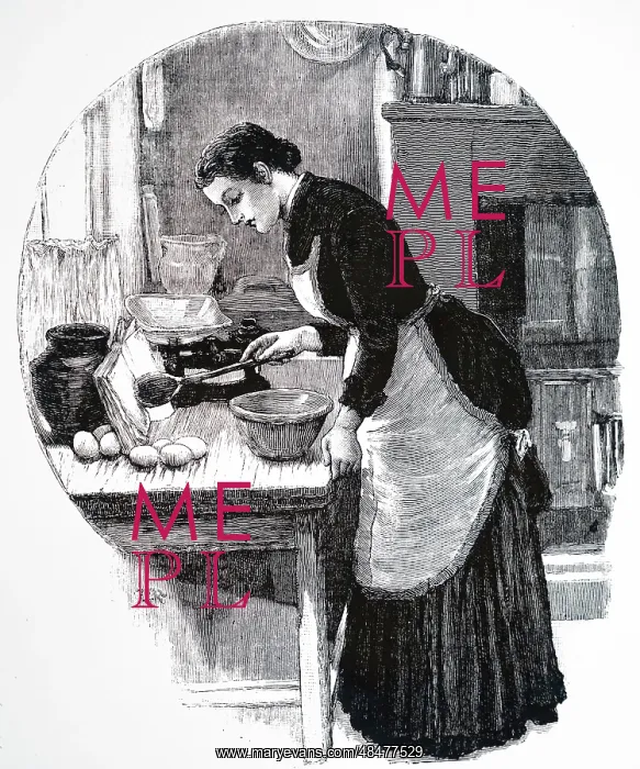  : Lady beginning to make a cake or a pudding