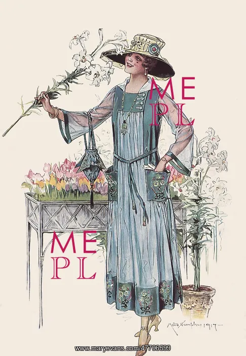 : Lady in Blue with Flower : Lady in Blue with Flower
