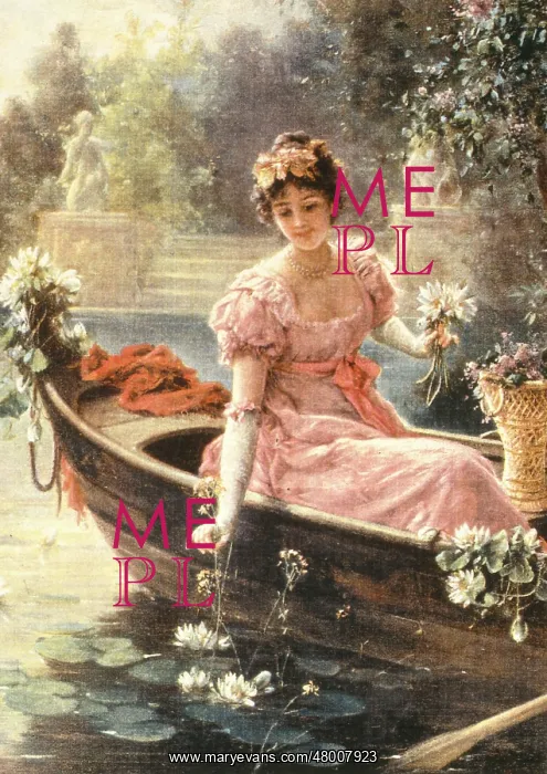 : Lady in a boat with flowers : Lady in a boat with flowers