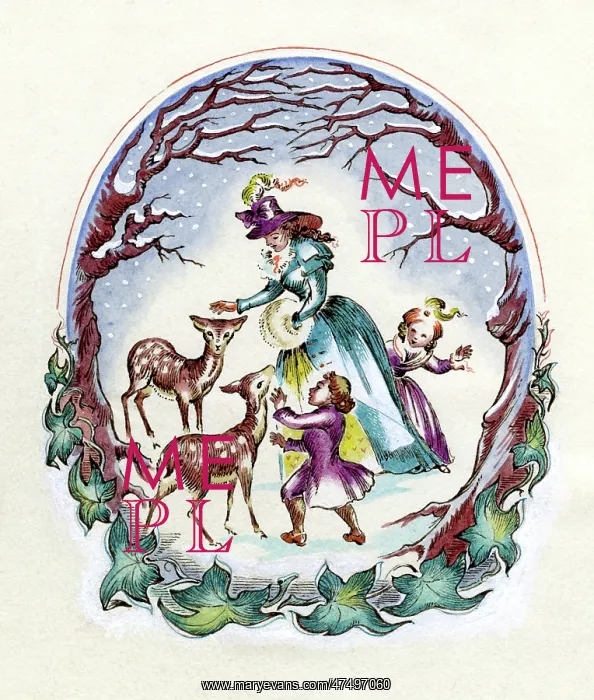 : Lady and children with fawns : Lady and children with fawns