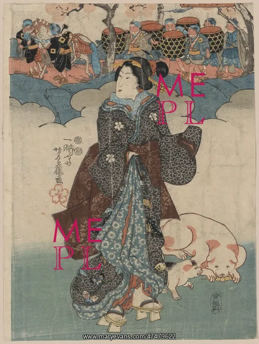 : A lady and a children's procession : A lady and a children's procession