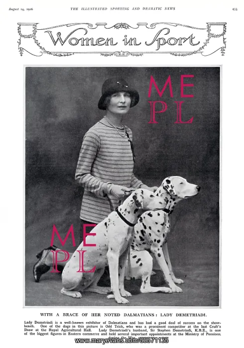 : Lady Demetriadi with her dalmatians : Lady Demetriadi with her dalmatians
