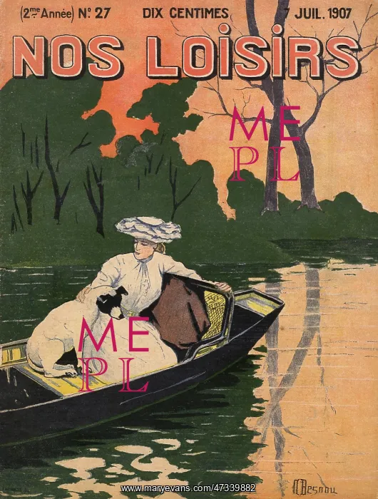 : LADY AND DOG IN BOAT : LADY AND DOG IN BOAT