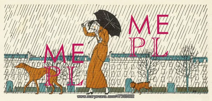: LADY & DOGS IN RAIN : LADY & DOGS IN RAIN