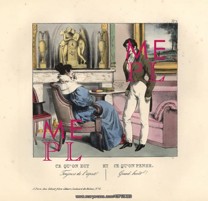 : Lady flattering a foppish gentleman in a parlour : Lady flattering a foppish gentleman in a parlour