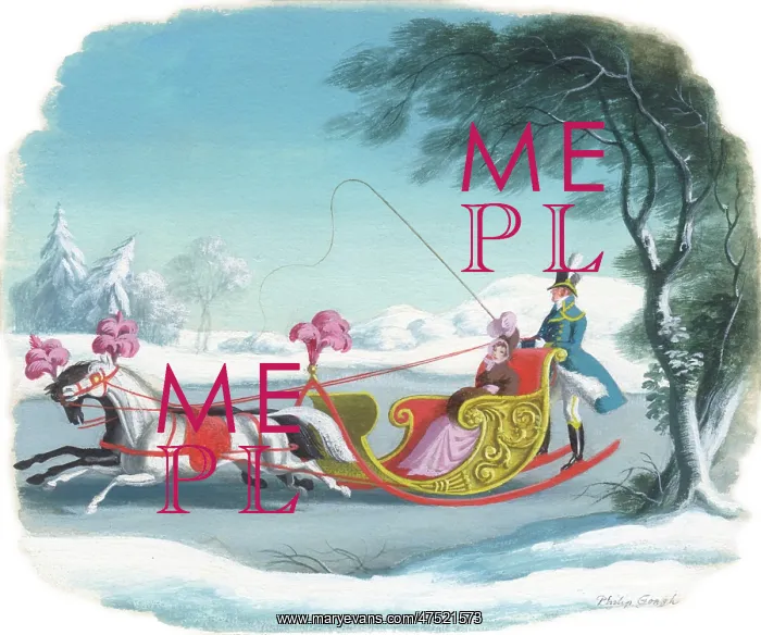: Lady and gentleman in a horse-drawn sledge : Lady and gentleman in a horse-drawn sledge