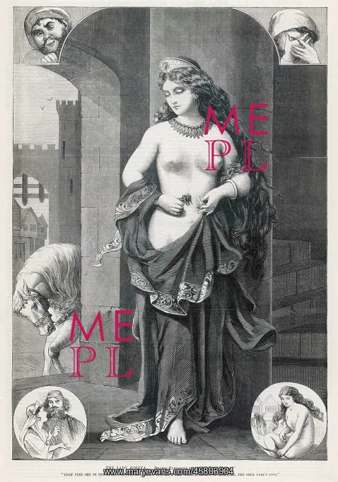 : Lady Godiva prepares for ride : Lady Godiva prepares for ride