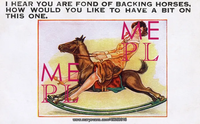 : Lady having fun on a rocking horse : Lady having fun on a rocking horse