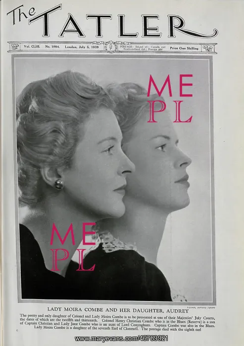 : Lady Moira Combe with her daughter Audrey : Lady Moira Combe with her daughter Audrey