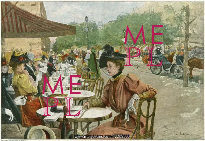  : LADY OUTSIDE CAFE 1894