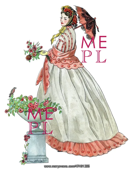 : Lady with a parasol and a bunch of red flowers : Lady with a parasol and a bunch of red flowers