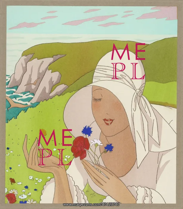 : Lady picking wild flowers at the seaside : Lady picking wild flowers at the seaside