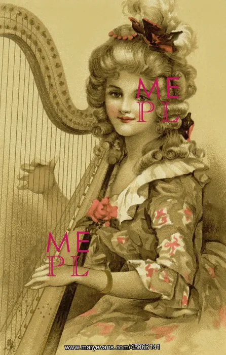 : Lady playing a harp : Lady playing a harp