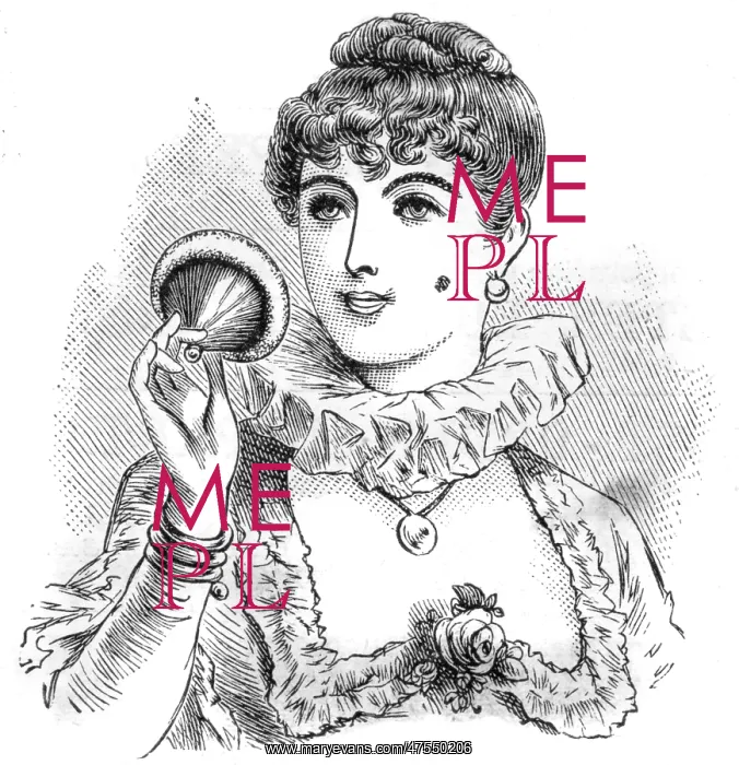 : Lady powders her cheeks : Lady powders her cheeks
