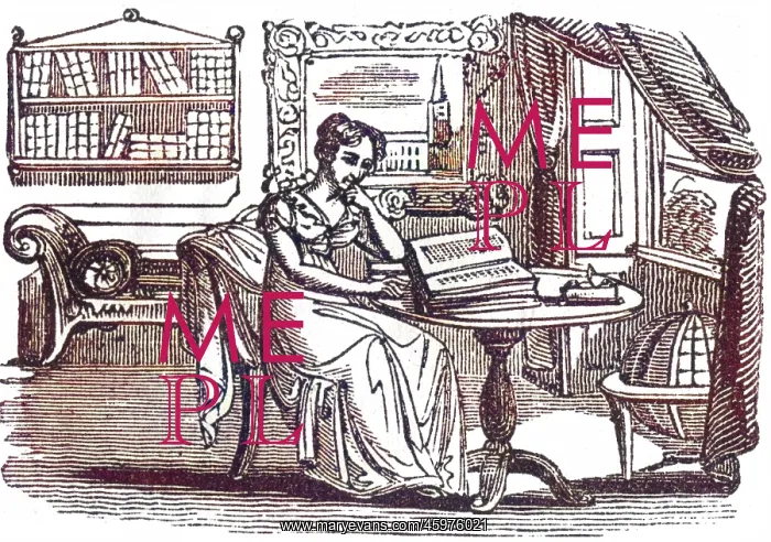 : Lady reading in a room, c. 1800 : Lady reading in a room, c. 1800