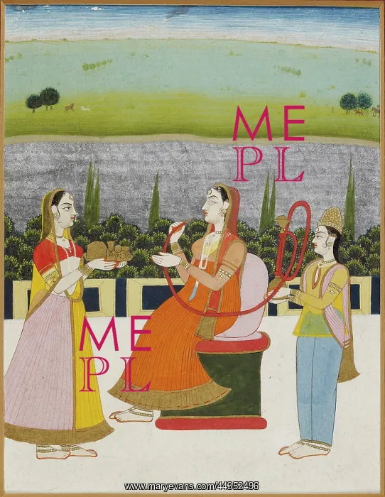 : A lady seated smoking on a terrace : A lady seated smoking on a terrace