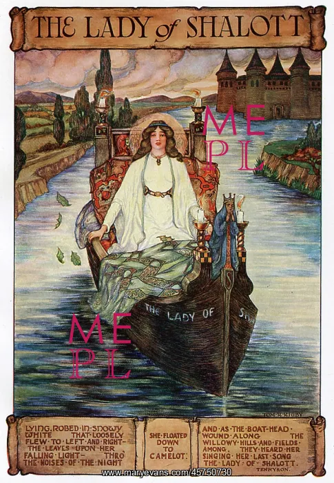 : The Lady of Shalott setting out on her boat for Camelot : The Lady of Shalott setting out on her boat for Camelot